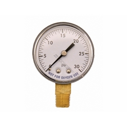 2" 0-30PSI 0.25" BTM Mount Plastic Pressure Gauge